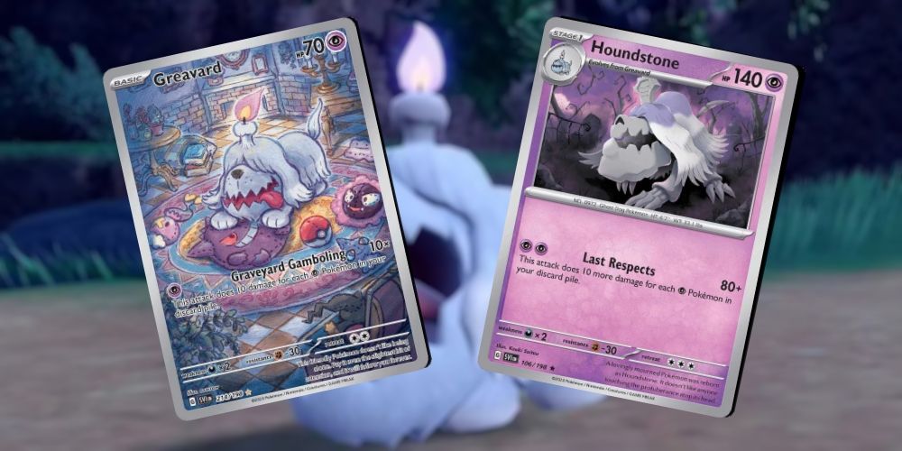 Greavard e Houndstone do Pokémon Estampas Ilustradas