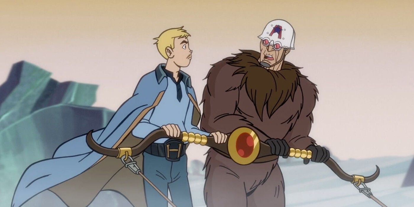 Hank e Action Man seguram um arco juntos no frio em The Venture Bros.