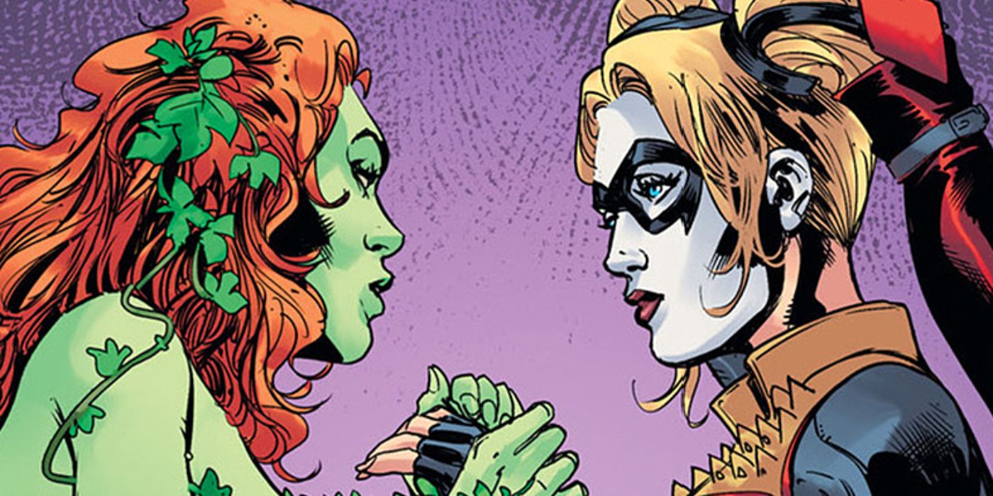 Harley and Ivy hold hands in DC Comics
