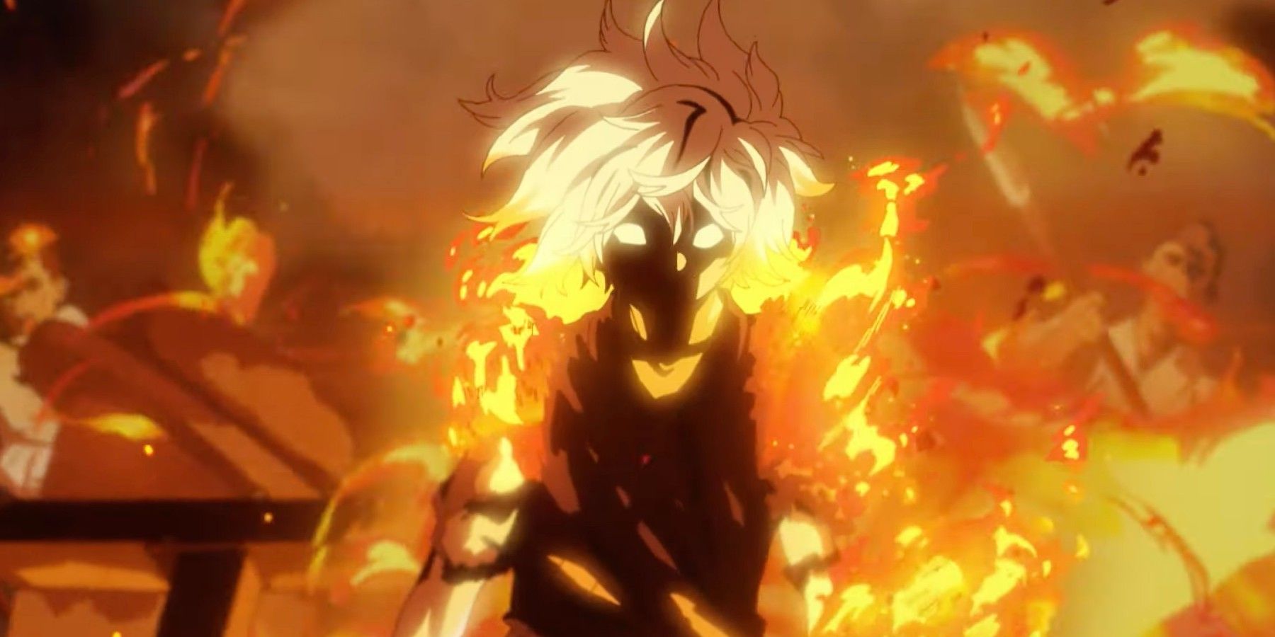 Gabimaru on fire in Hell's Paradise: Jigokuraku.