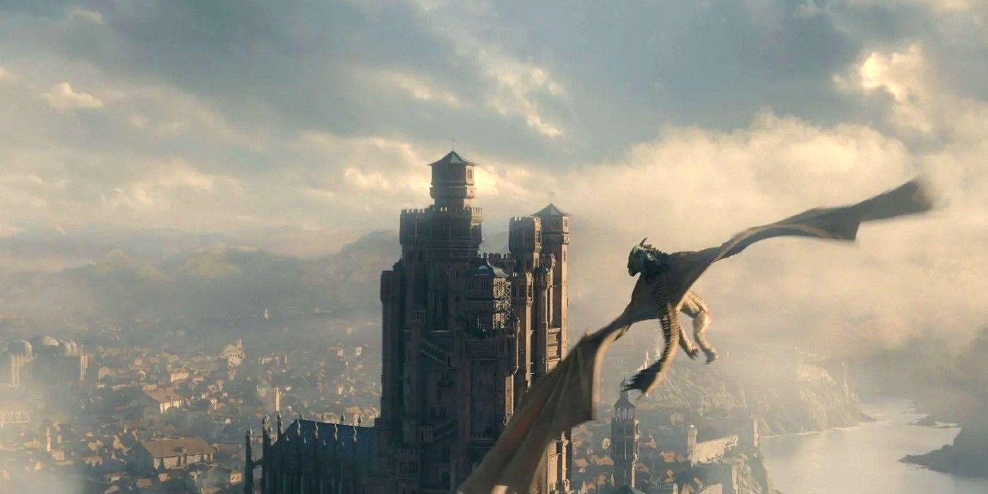 dragonride flying above a city in season 1 of hbo's house of the dragon