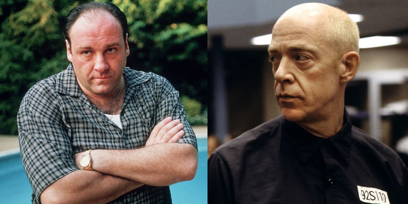 Tony Soprano and Vern Schillinger pose side by side in The Sopranos and Oz