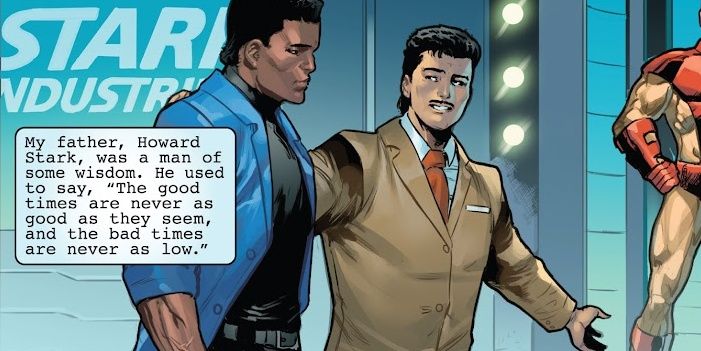 Howard Stark da Marvel caminha com um homem que provavelmente é Blue Marvel