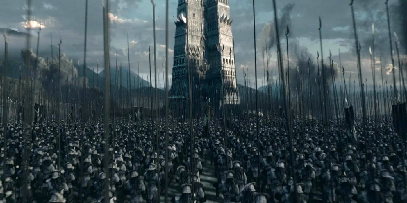Isengard cercada por um exército de Orcs em O Senhor dos Anéis