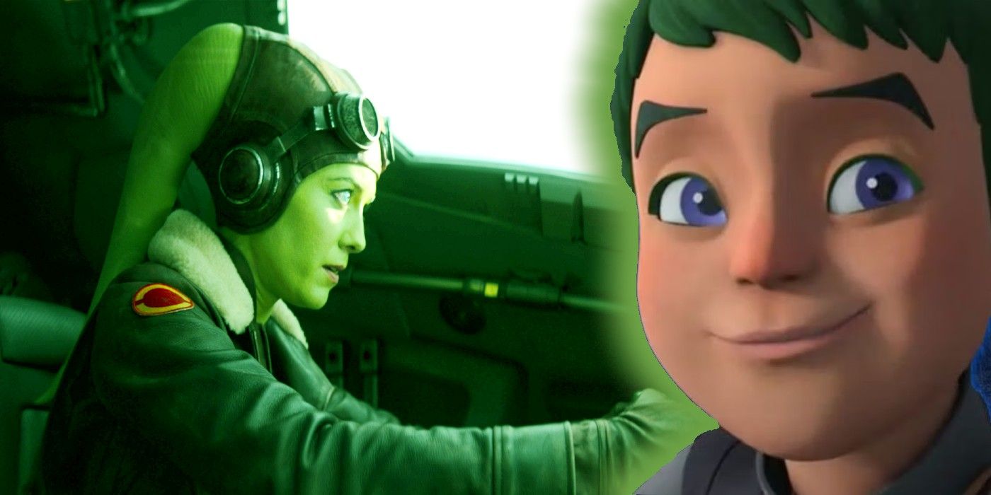 Jacen Syndulla from Star Wars Rebels in front of Hera Syndulla piloting a ship