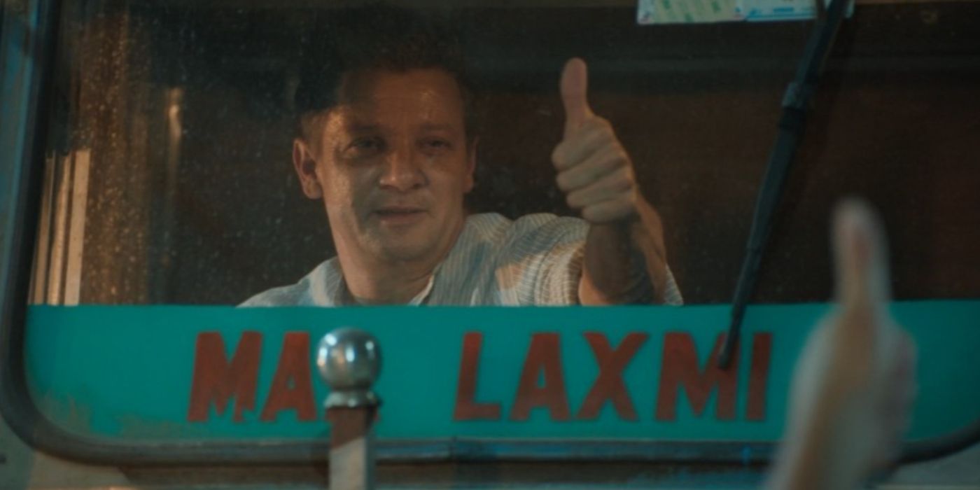 Jeremy Renner giving a thumbs up in Rennervations Season One