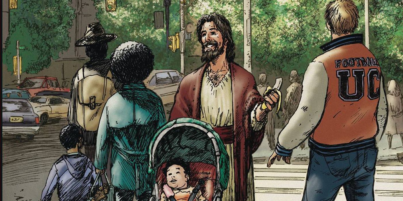 jesus pushes a stroller in Second Coming Trinity #1