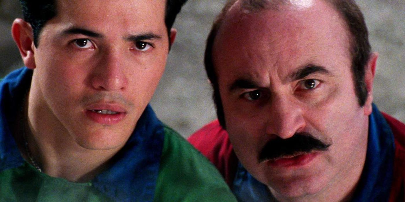 john leguizamo and bob hoskins as luigi and mario mario in 1993's live action super mario bros movie