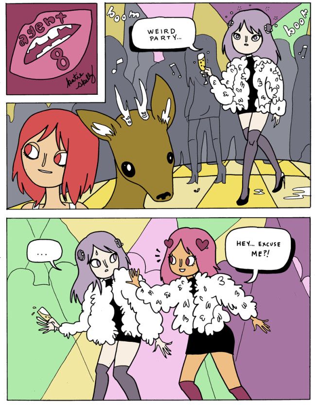 Agent 8 and her friend go to a party with a deer