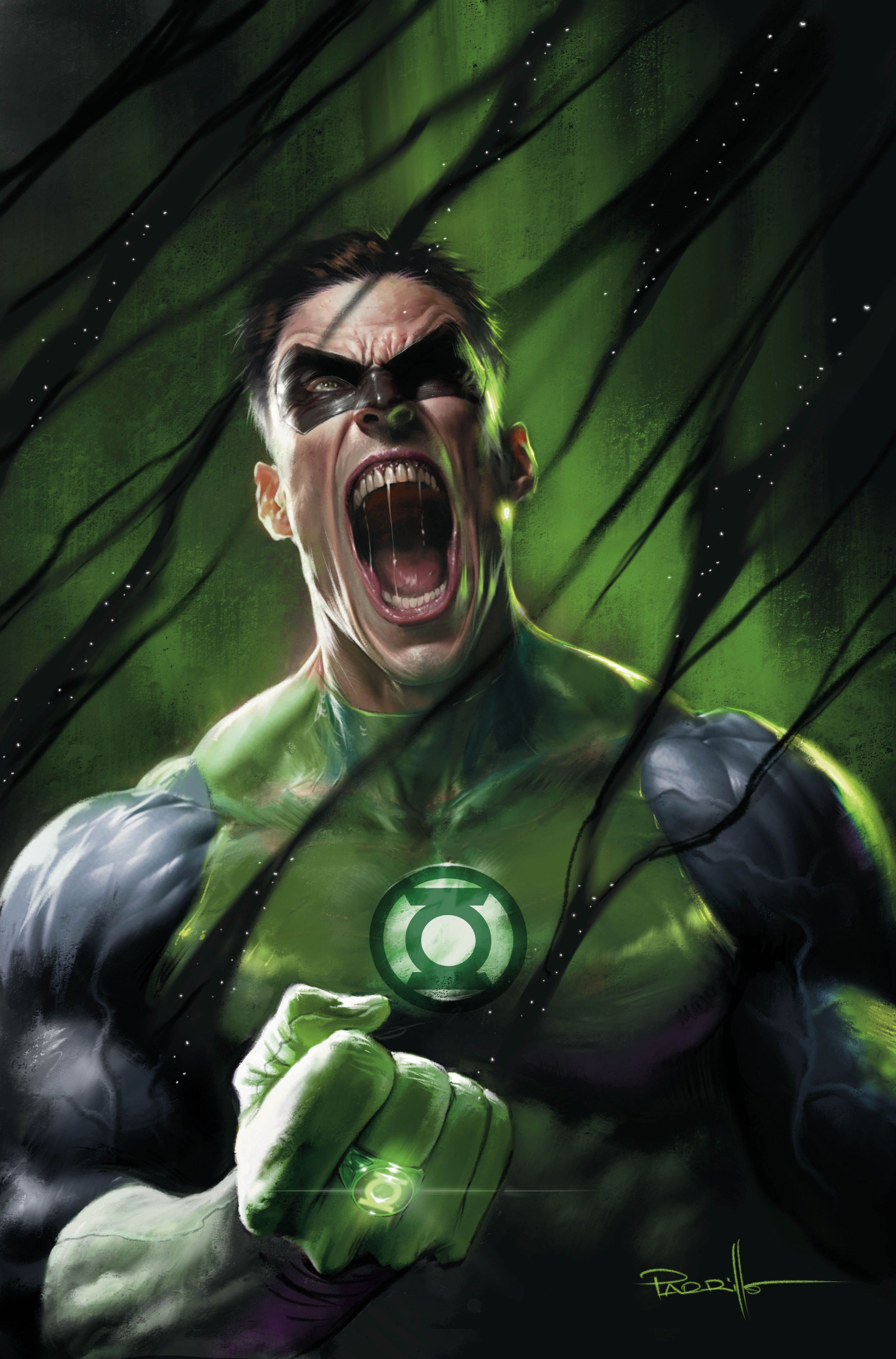 Knight Terrors Green Lantern cover art depicting the Green Lantern screaming.