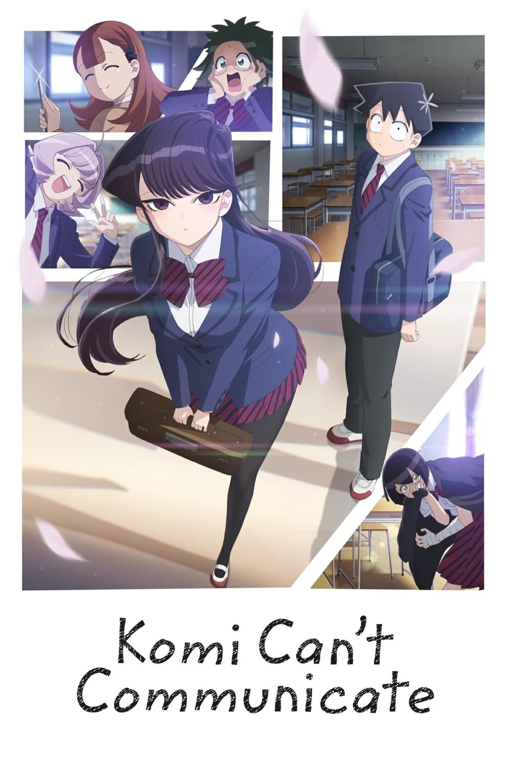 Komi smiling on the cover of the Komi Can't Communicate Anime Poster