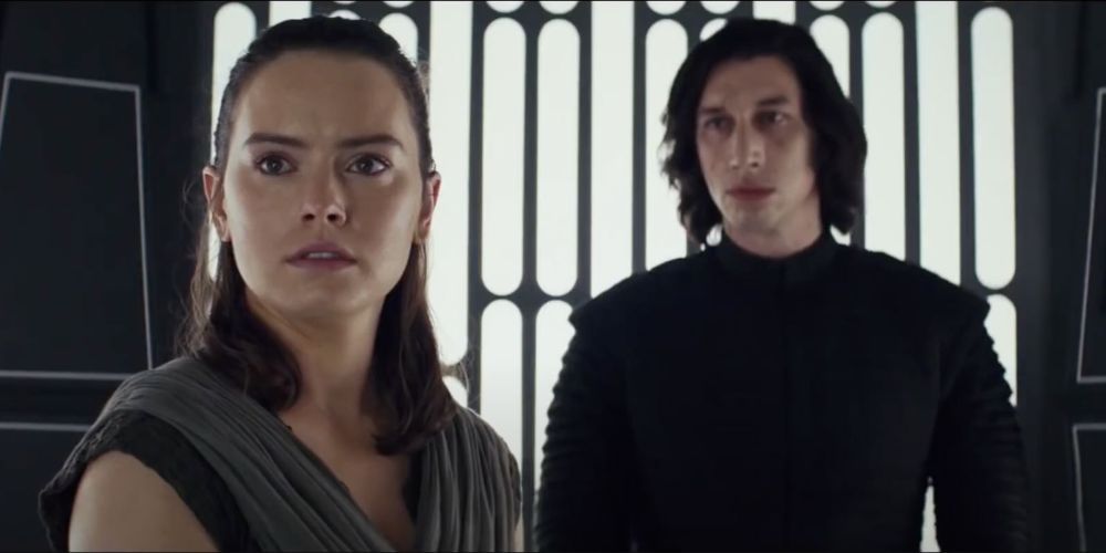 Kylo Ren and Rey in the elevator in Star Wars: The Last Jedi