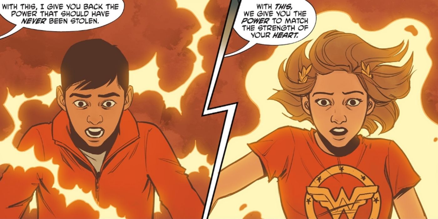 Billy Batson e Mary Marvel recuperando seus poderes após a guerra