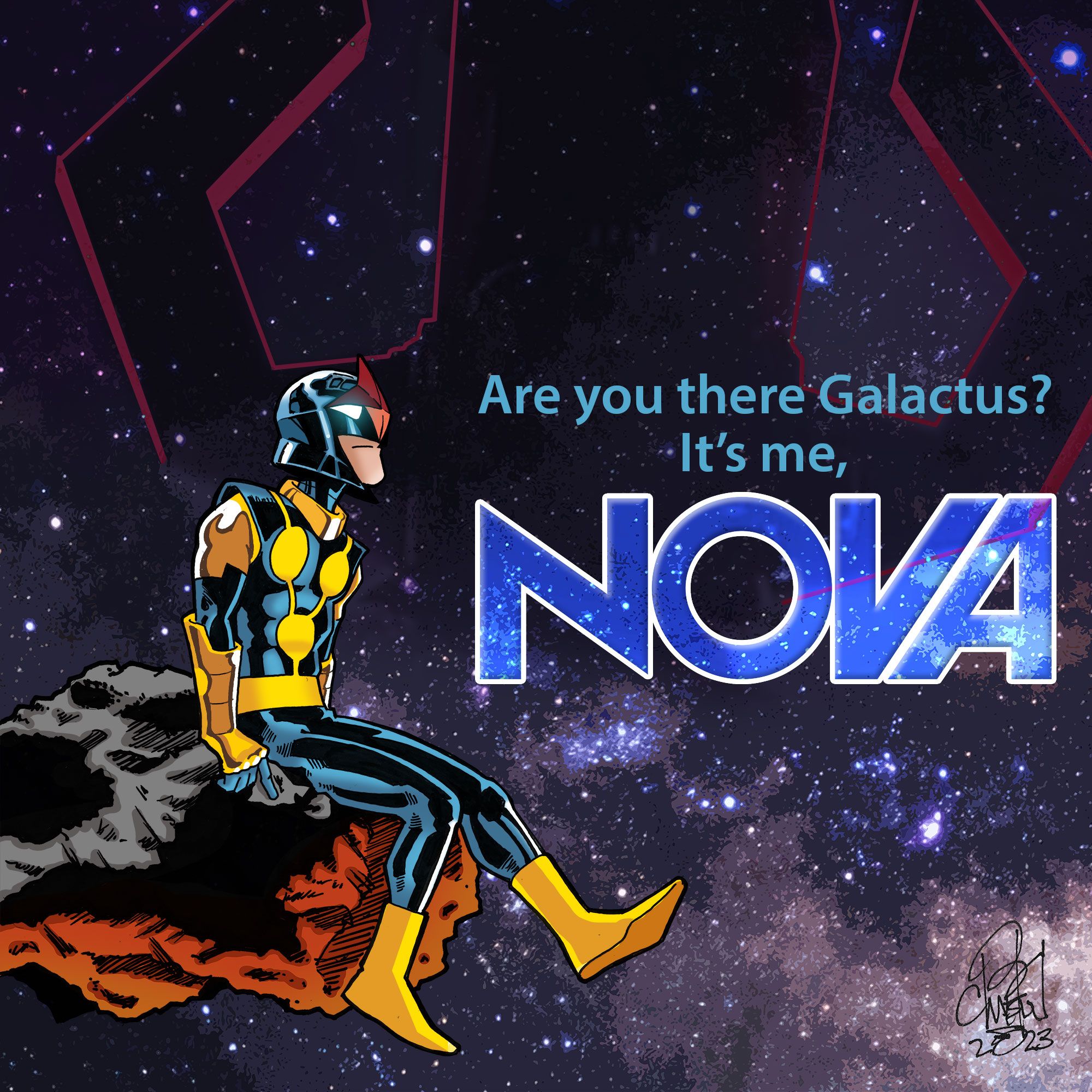 Você está aí Galactus, sou eu, Nova por Christian Moore