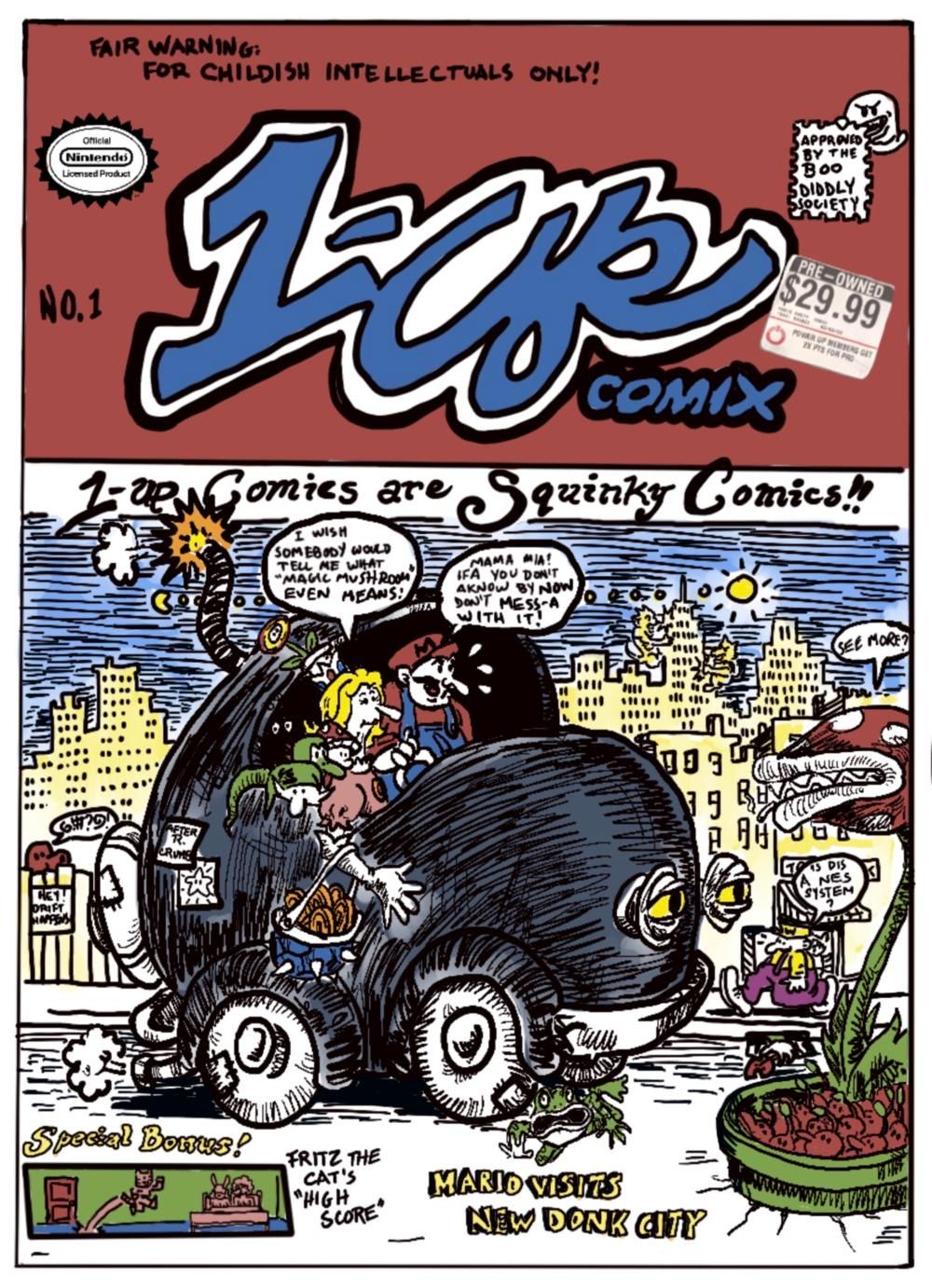 Adam Star Ruvola has Mario on the cover of Zap Comix #1