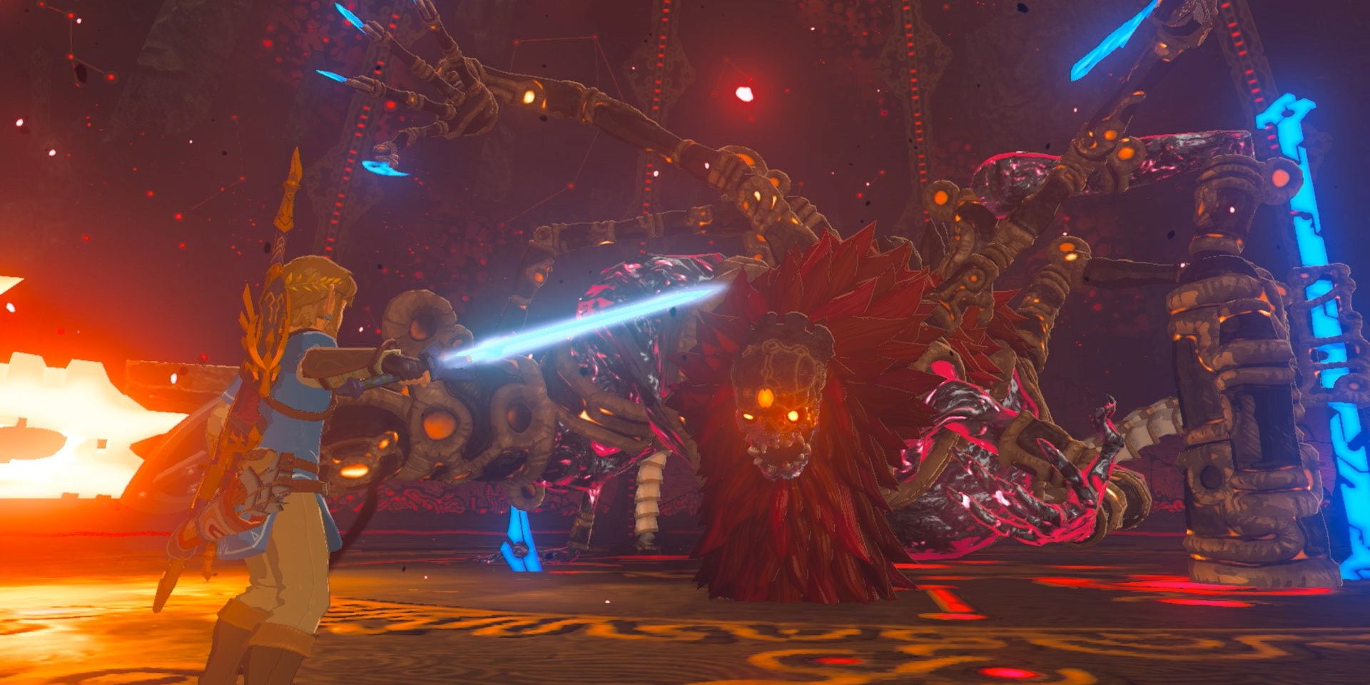 Link face-to-face with Calamity Ganon in The Legend of Zelda Breath of the Wild
