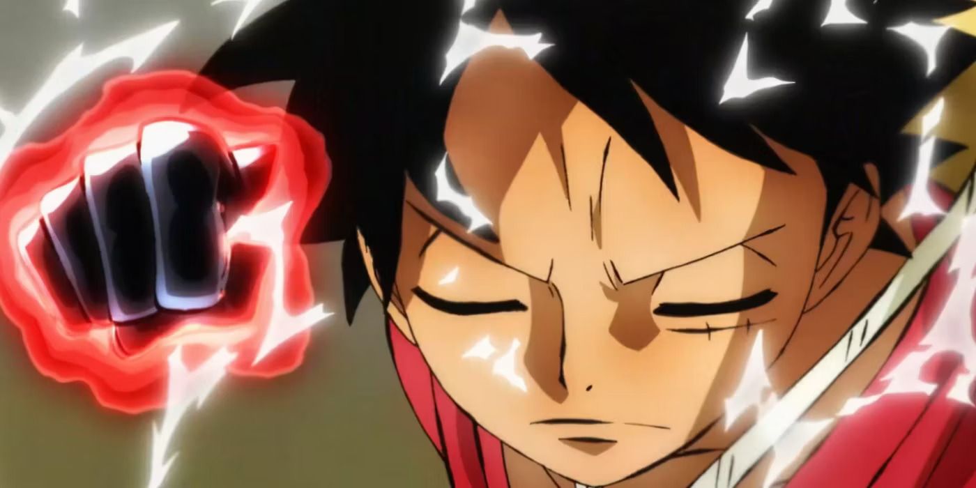 Monkey D. Luffy preparing to use an Emission Haki technique during One Piece's Wano Country arc