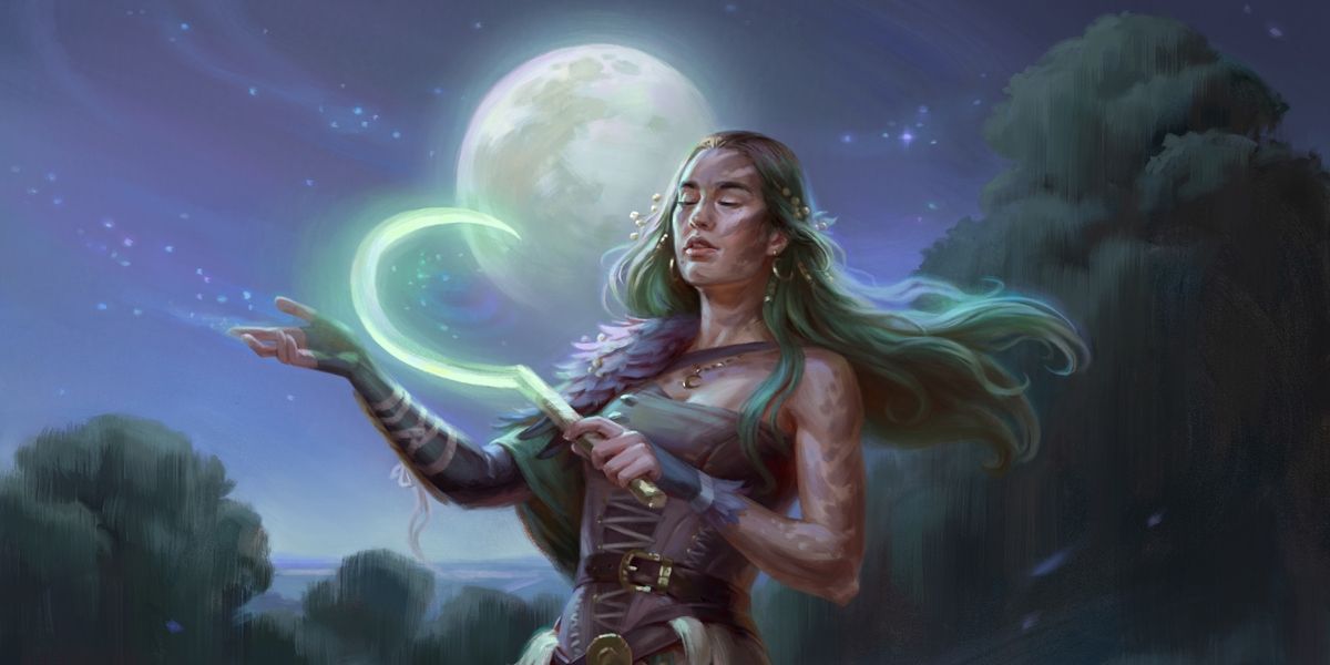 Lukamina Moon Druid Magic: The Gathering card art from the DnD collaboration