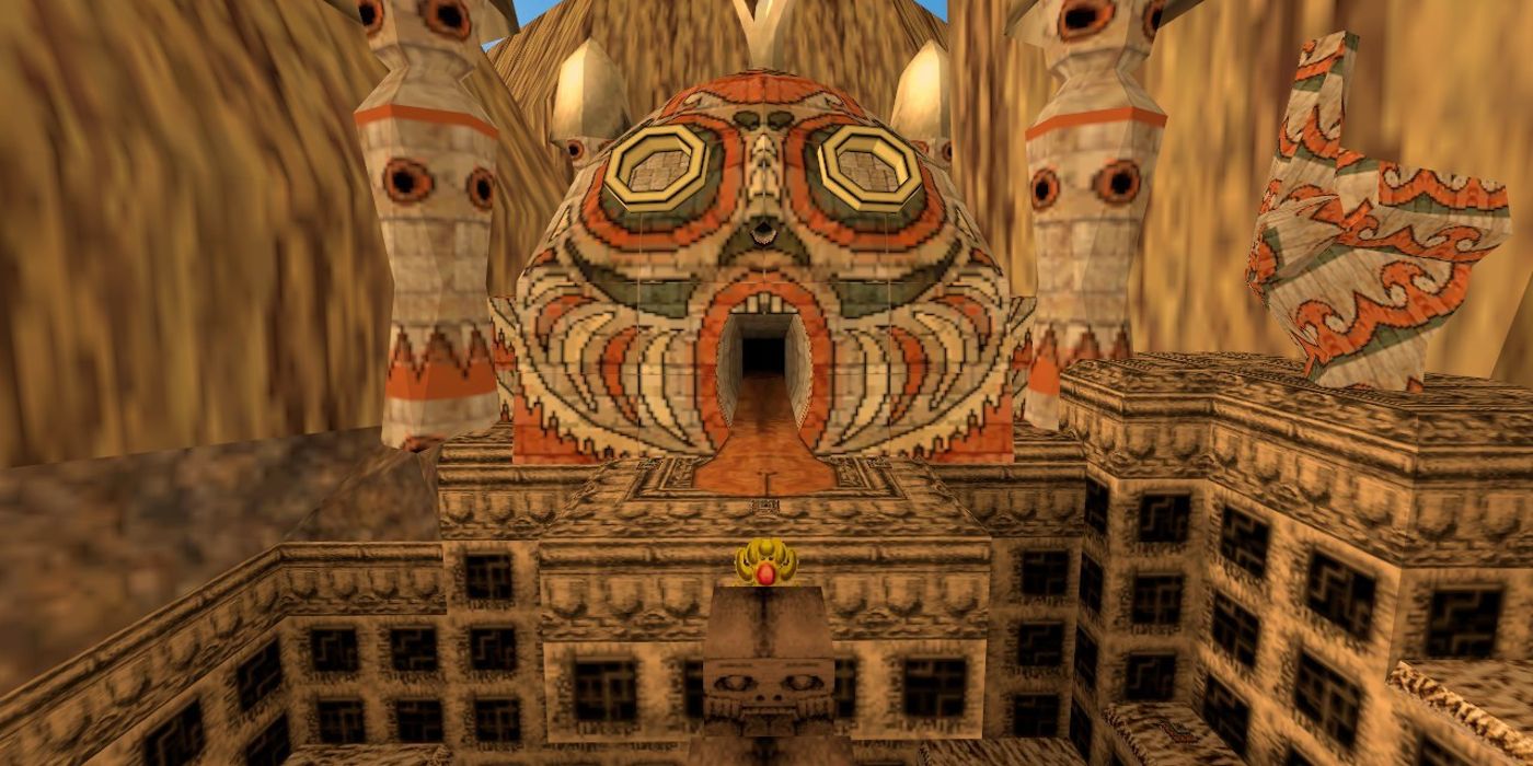 O templo de pedra em Majora's Mask é visto