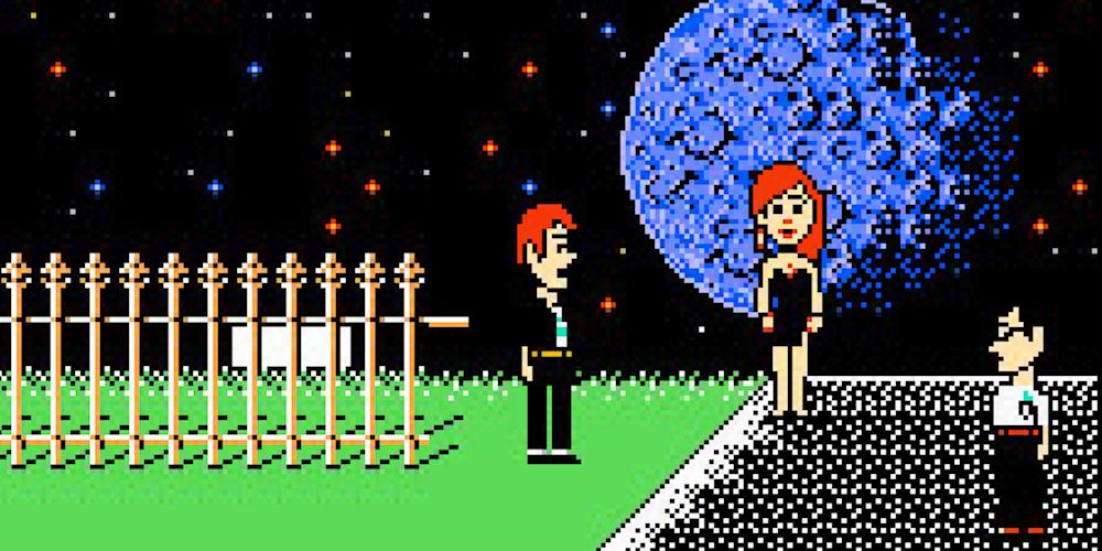 Bernard e companhia se encontram sob a lua na Maniac Mansion do NES.