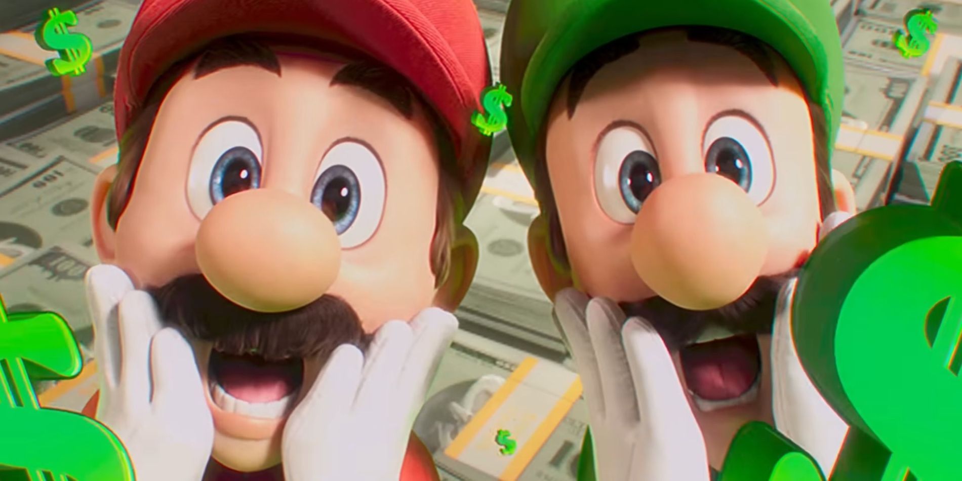 The Mario Bros. making money in The Super Mario Bros Movie.