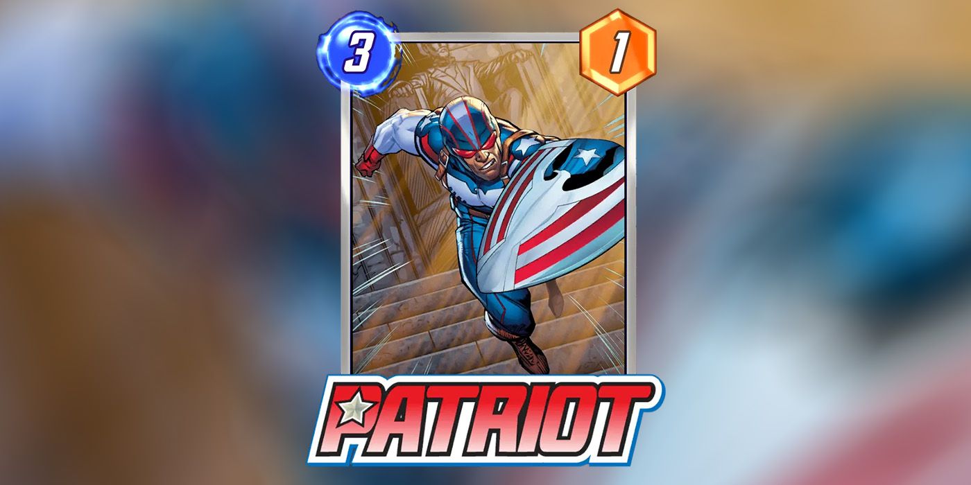 A carta Patriot do jogo de cartas colecionáveis ​​Marvel Snap.