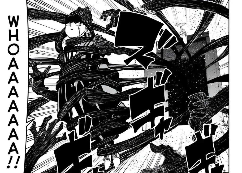 Mashle's Mash sendo puxado para o Gate of Darkness no mangá