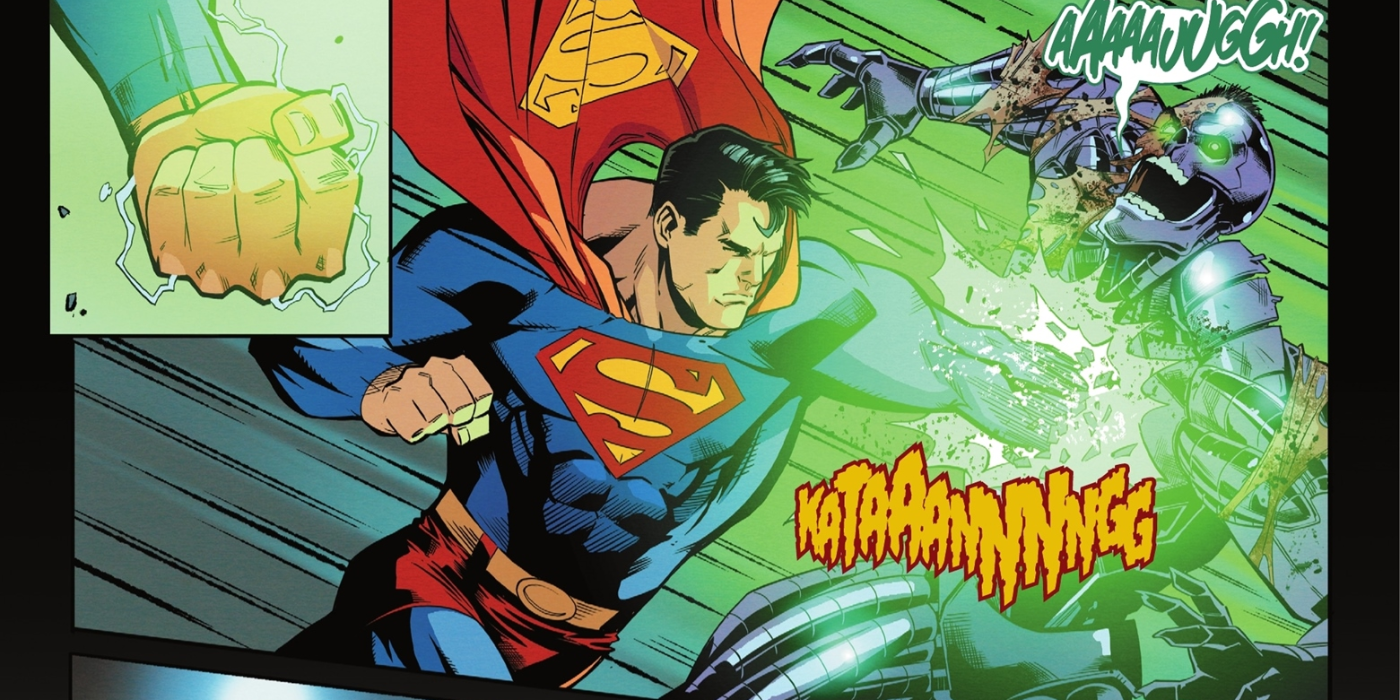 Superman punches through Metallo