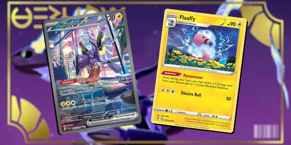 Miraidon ex e Flaaffy do Pokémon Estampas Ilustradas