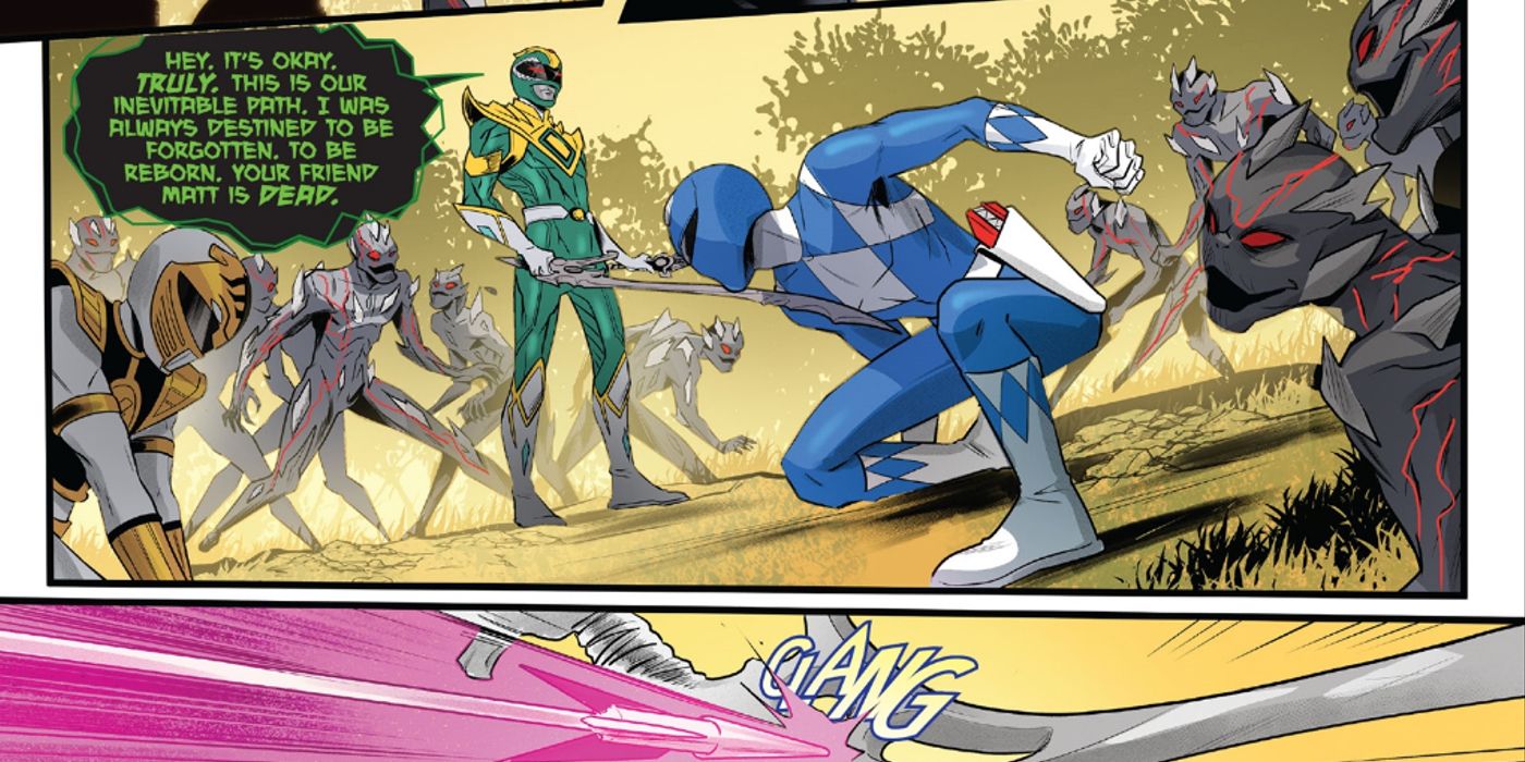 O novo malvado Green Ranger diz a Tommy e Billy que Matthew está morto.