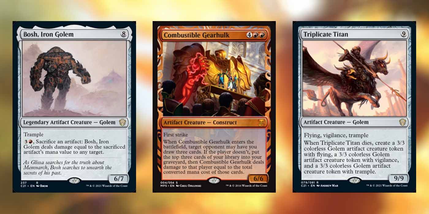 Cartas MTG Bosh, Combustible Gearhulk e Triplicate Titan