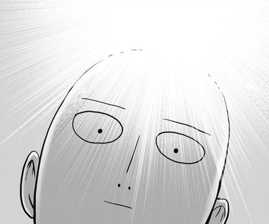 Imagem de Saitama de One-Punch Man com uma careca brilhante