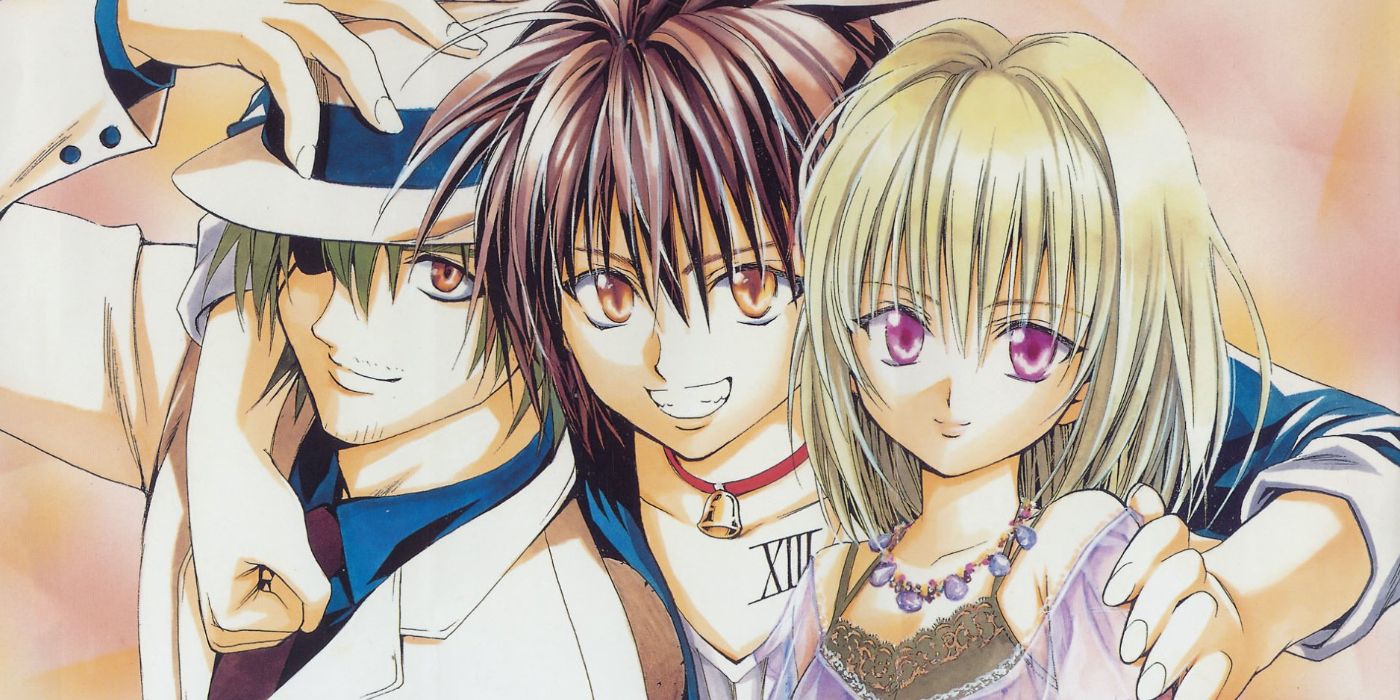 Sven, Train and Eve smiling together from the Black Cat manga