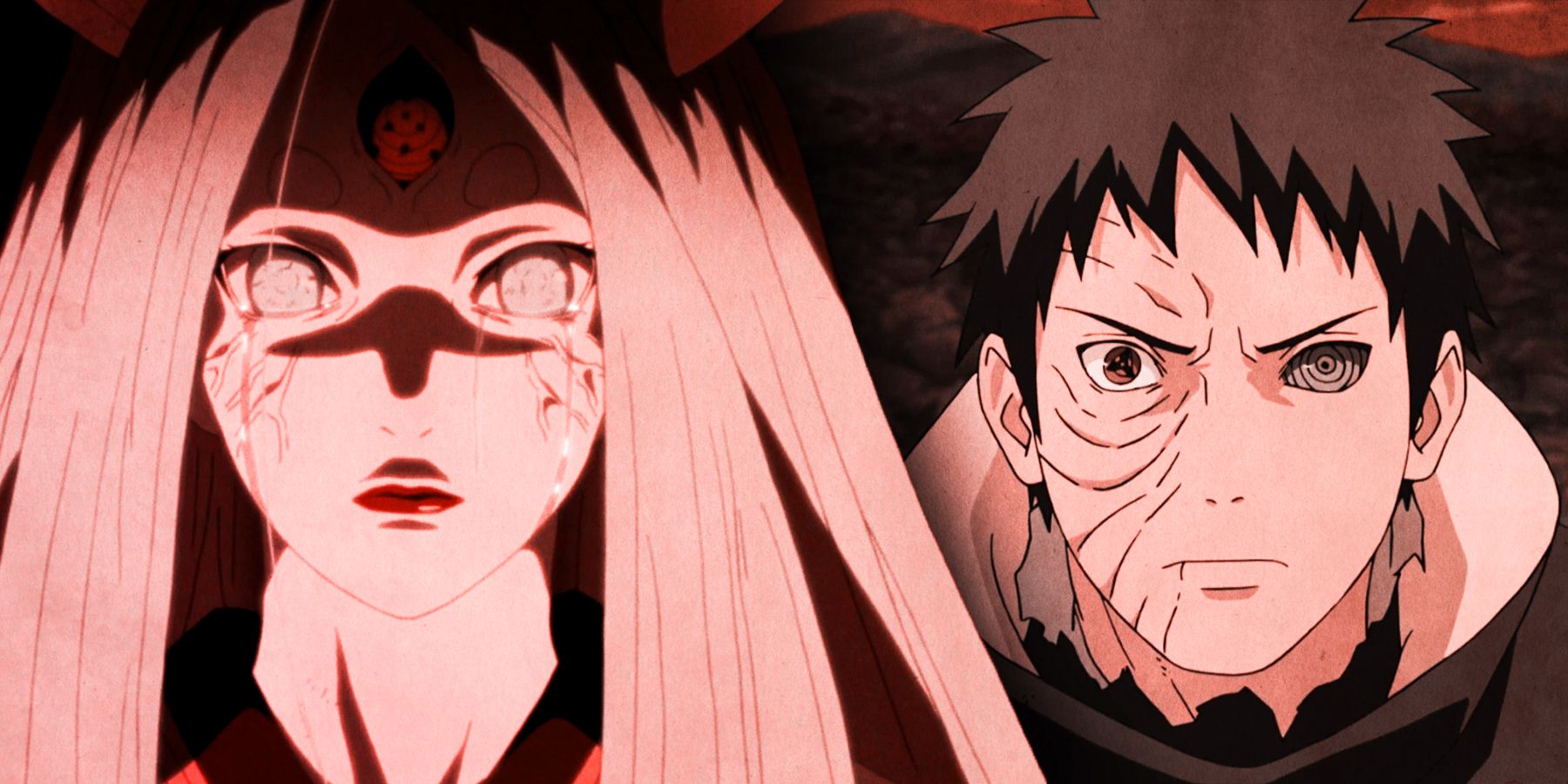 On the left, Kaguta Otsutsuki. On the right, Obito Uchiha.