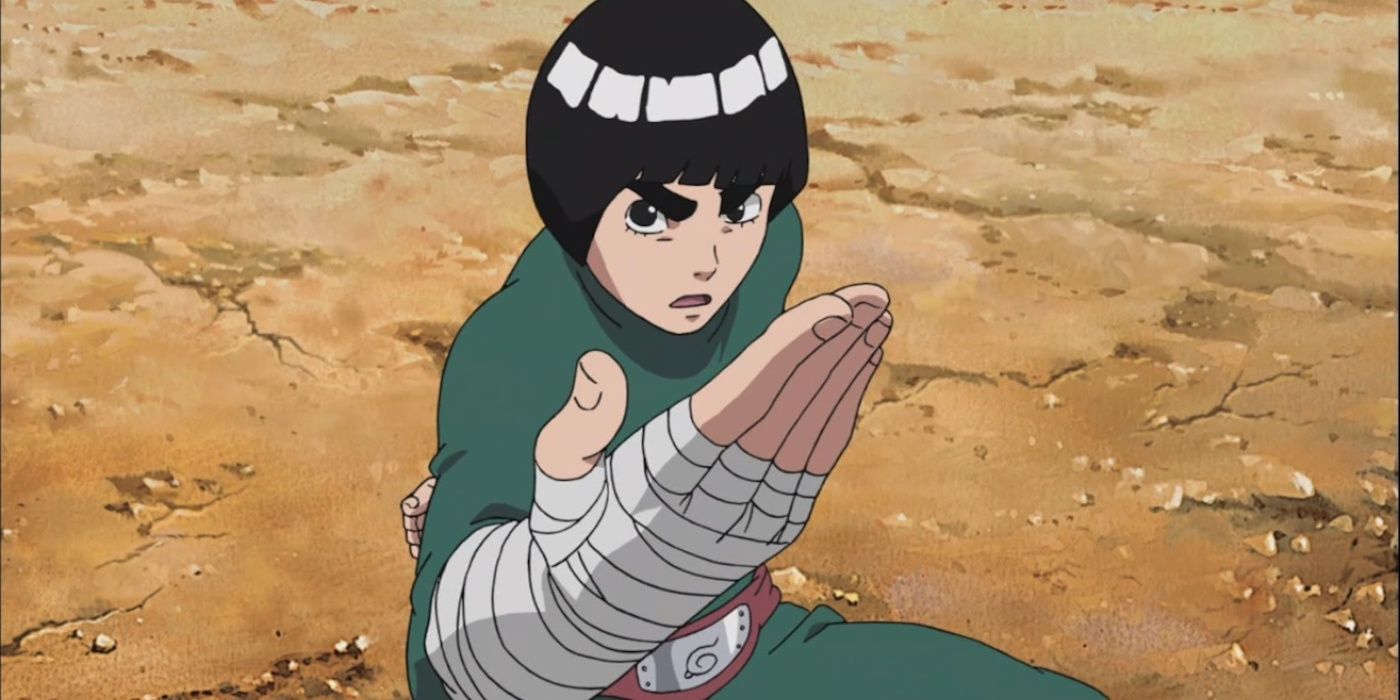 Rock Lee shows his iconic stance in Naruto
