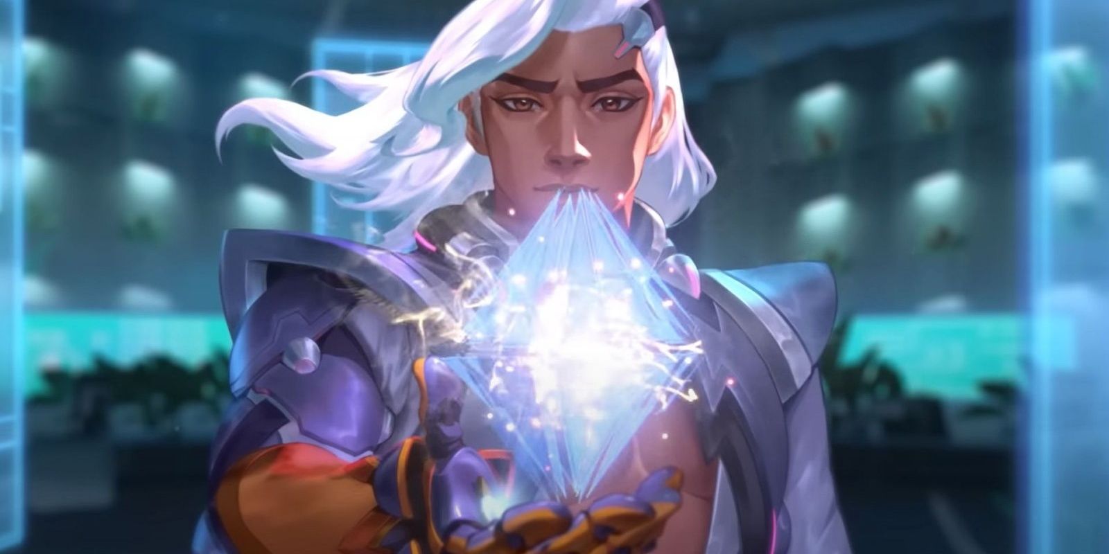 Lifeweaver from Overwatch 2, holding a glowing flower in his hand
