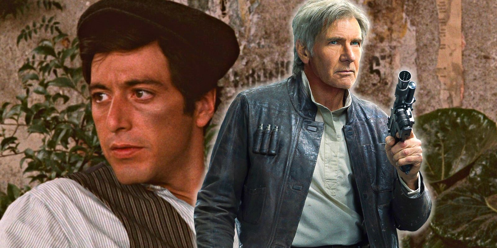 A young Al Pacino looks concerned next to a stoic grey-haired Han Solo 