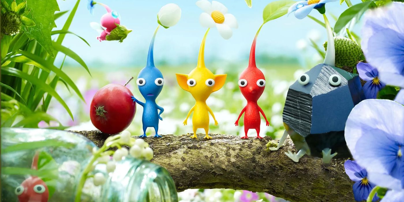 Criaturas Pikmin são vistas em um galho.