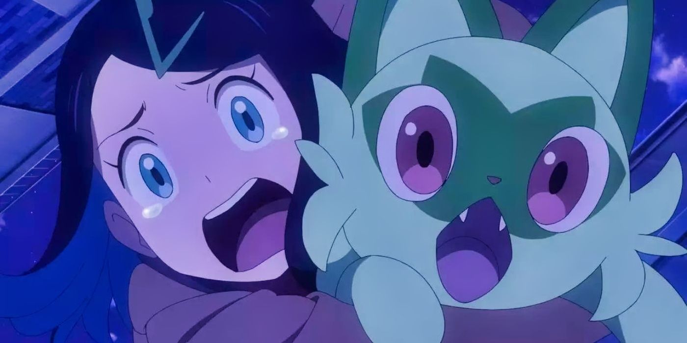Liko and Sprigatito scared in Pokemon Horizons anime