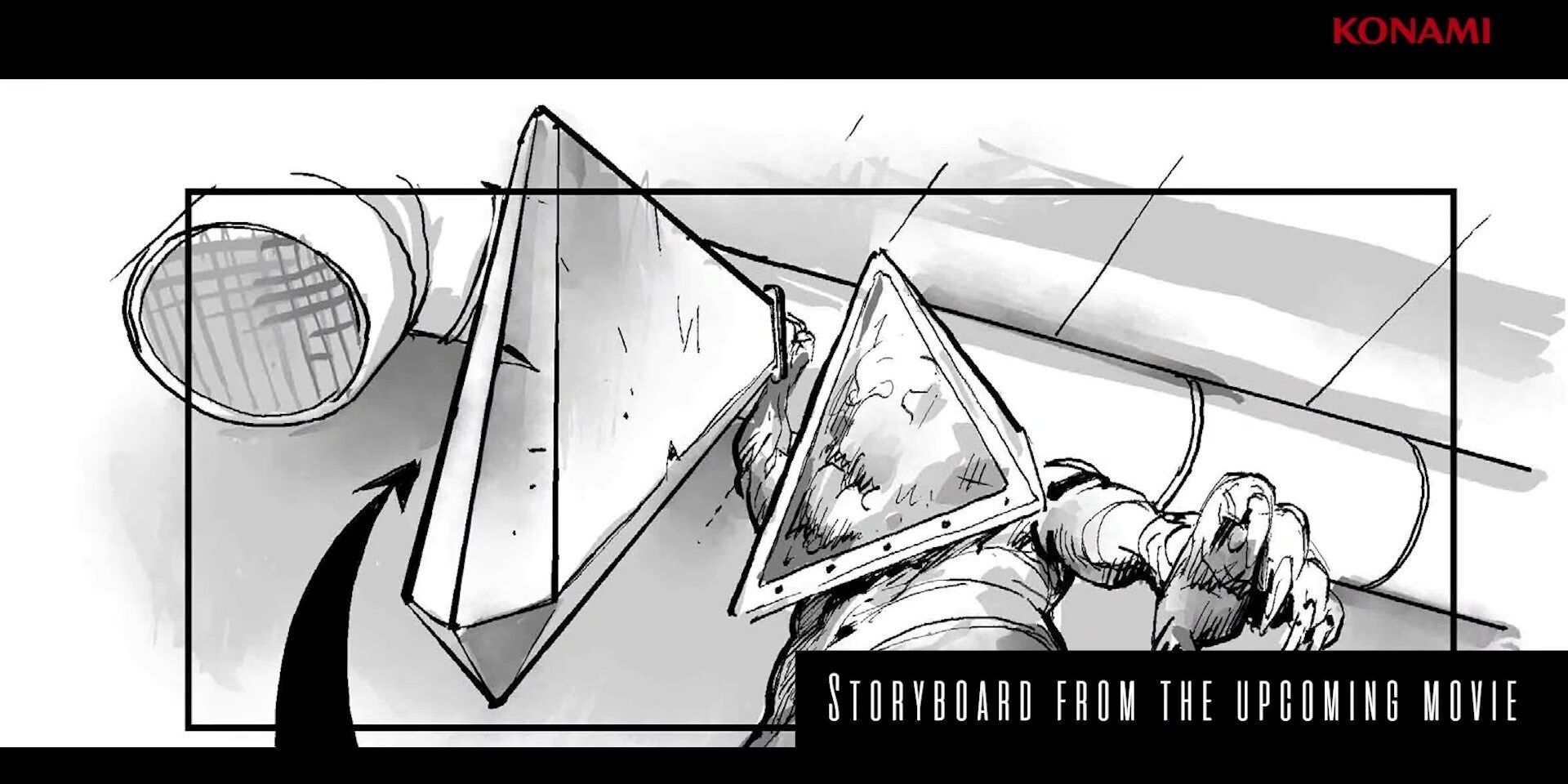 Pyramid Head prepares to kill in a storyboard for Return to Silent Hill