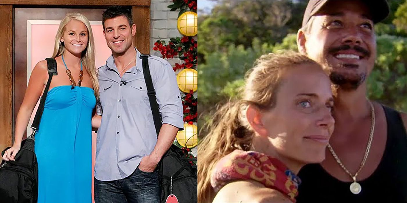 Split image of Jordan and Jeff from Big Brother and Amber and Rob from Survivor.