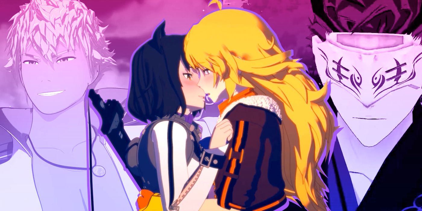 RWBY's Blake and Yang share a kiss with Adam Taurus and Sun Wukong in the background
