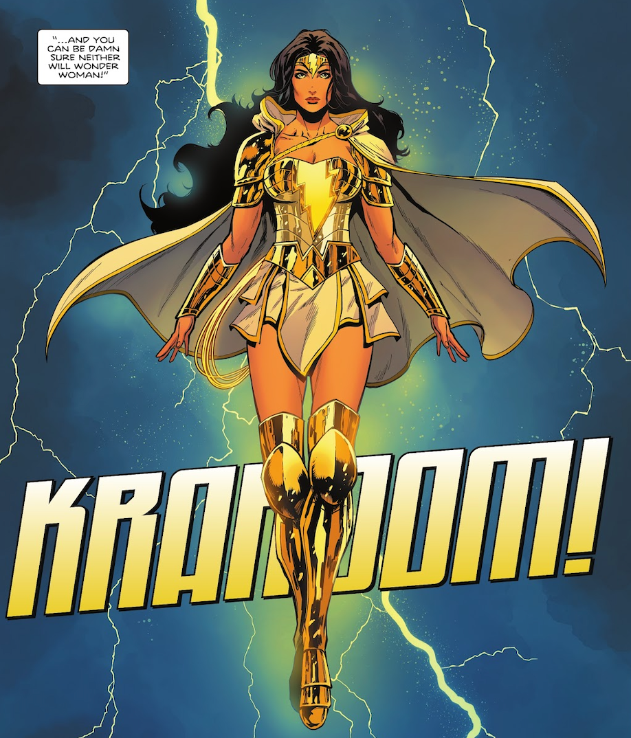 A Mulher Maravilha se junta à família Shazam depois de receber um novo traje e poderes de Mary Marvel.