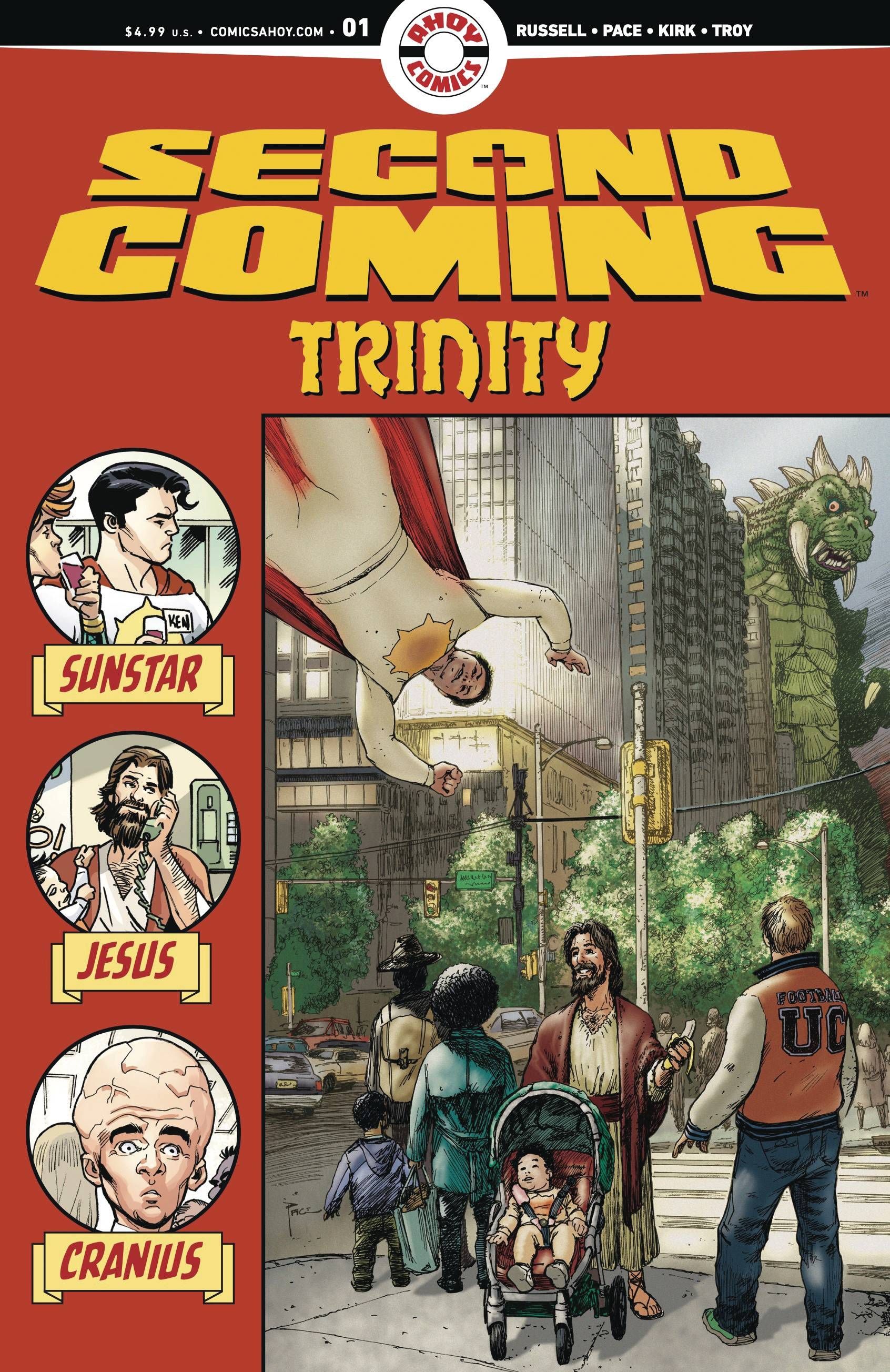 Second Coming Trinity #1 Cover featuring Sunstar, Jesus, and Cranius