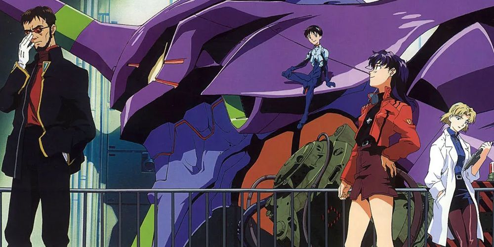 Shinji and NERV prepare Eva Unit-01 in Neon Genesis Evangelion