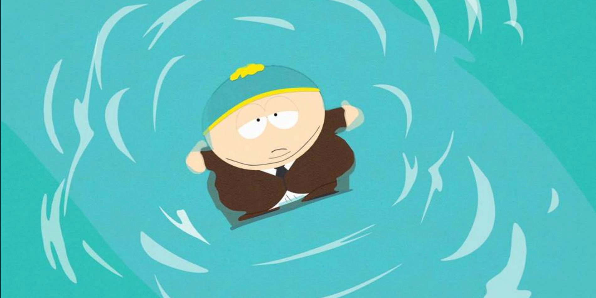 Cartman floats in the water at Casa Bonita in South Park