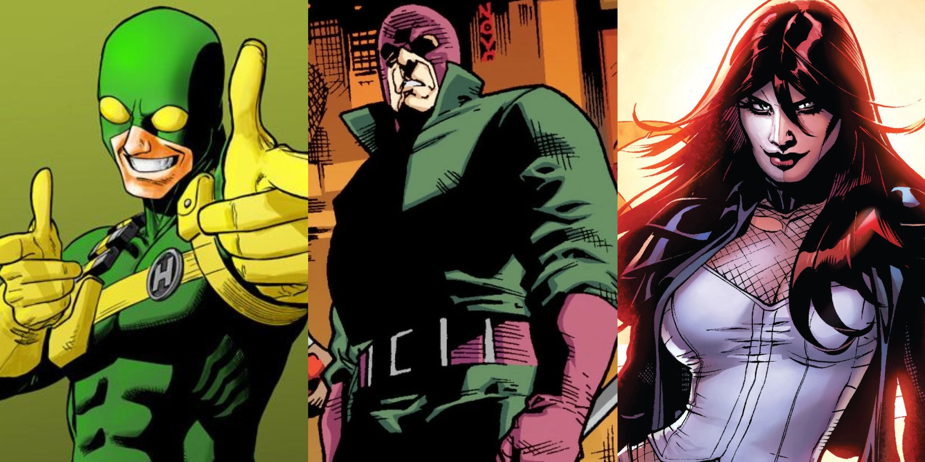 Split image of Hyrda Bob, Wrecking Crew and Typhoid Mary in Marvel Comics