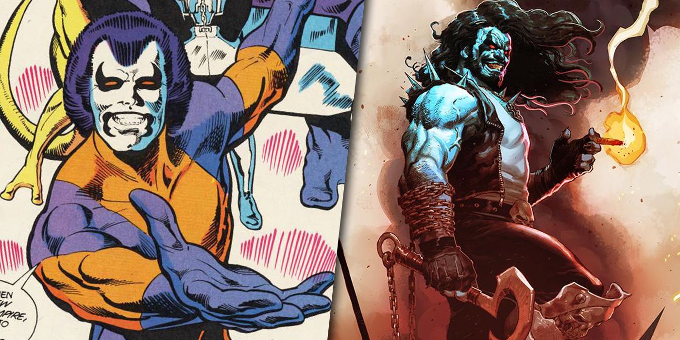 Split image of Lobo in his classic and redesigned costumes