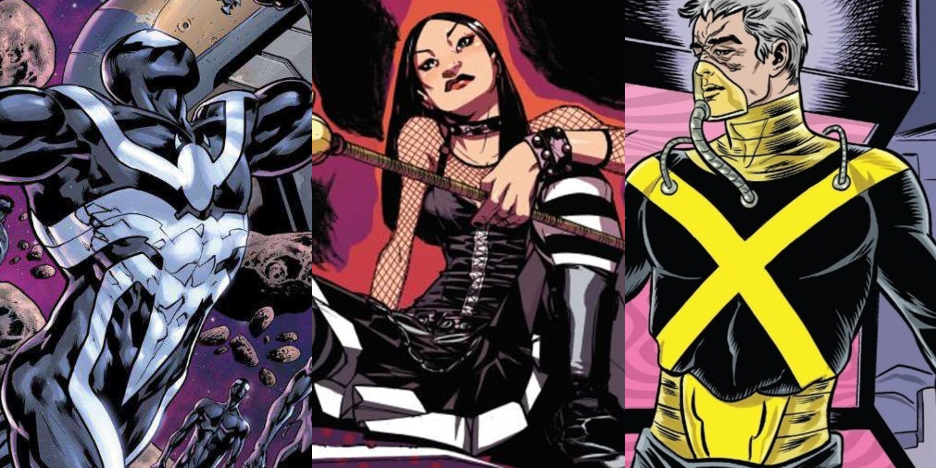 Split image of the 2023 Venom, Sister Grimm and Zeitgeist in Marvel Comics