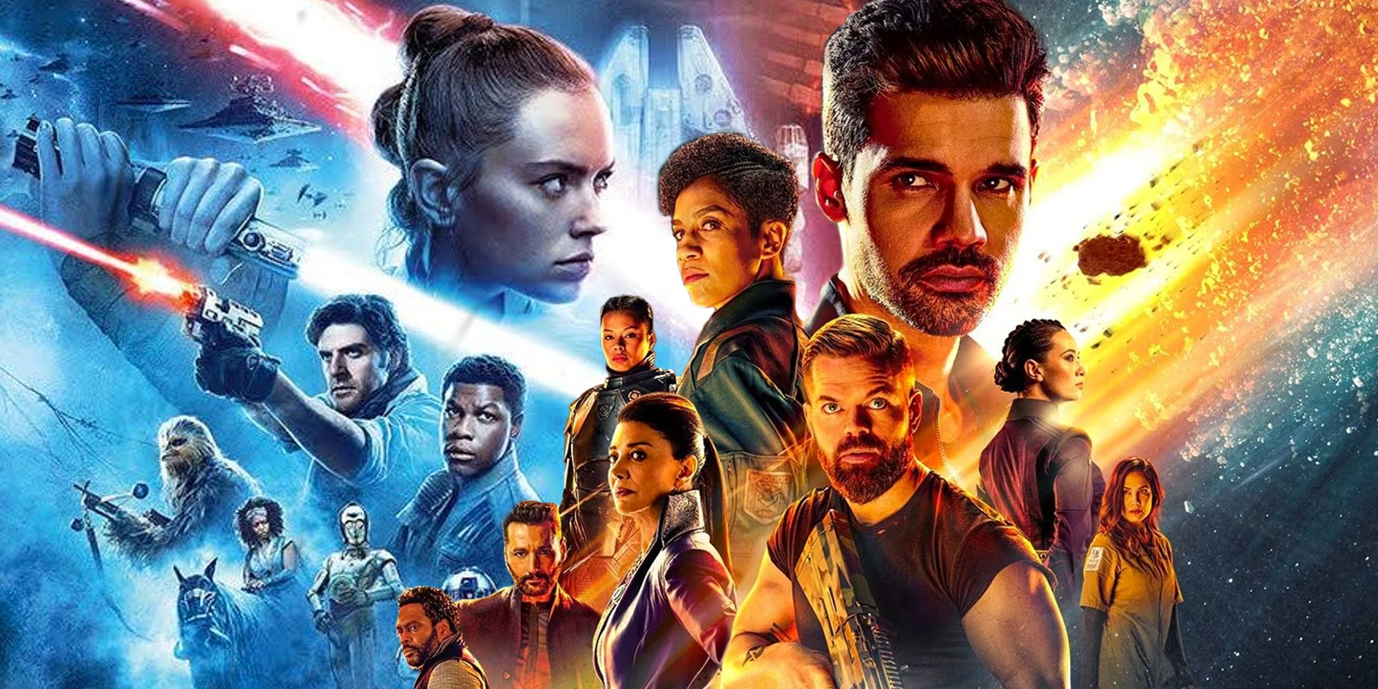 graphic merging the Star Wars sequel trilogy characters with The Expanse characters